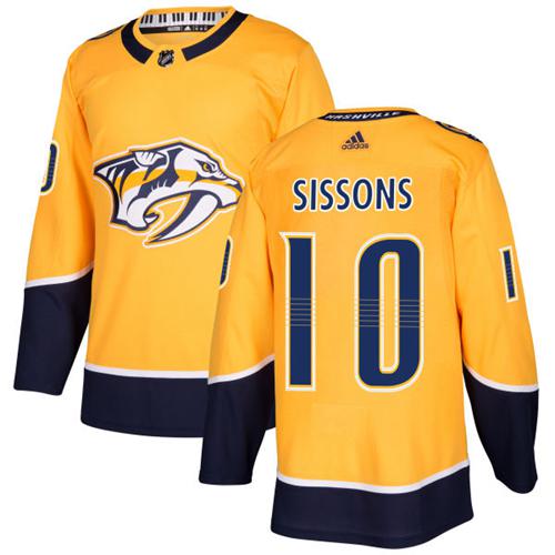 Adidas Men Nashville Predators 10 Colton Sissons Yellow Home Authentic Stitched NHL Jersey